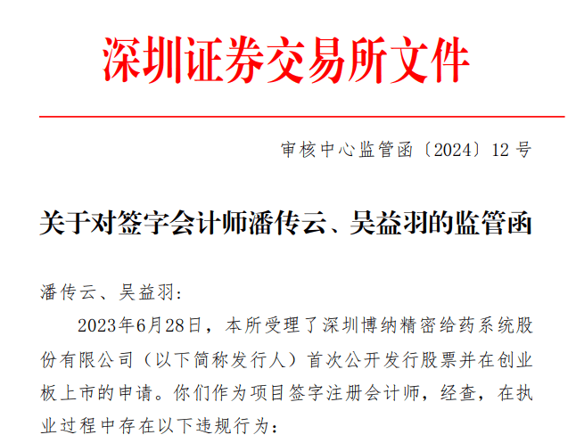 博纳精密IPO项目终止7个月后，中信证券两名保代及项目签字会计师收监管函
